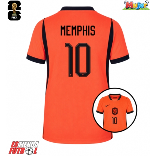 Países Bajos Memphis Depay #10 Primera Equipación Mujer Mundial 2026 Manga Corta
